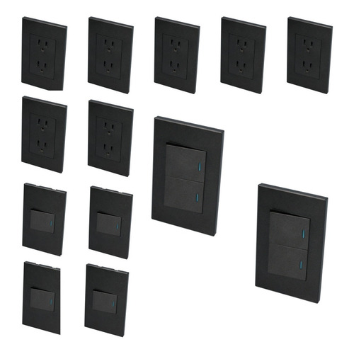 Kit De 13 Placas Variadas Color Negro 1/2 Surtek