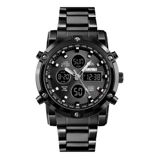 Relógio Pulso Masculino Skmei Com Pulseira Aço Três Relógio Pulso Masculino Skmei Com Pulseira Aço Três