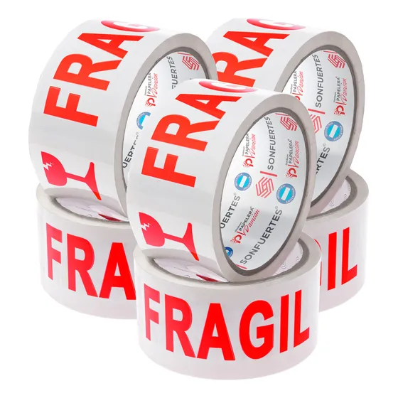Cinta Frágil Embalaje Mudanza Adhesiva 48mm X50mt Pack X6u Color Blanco
