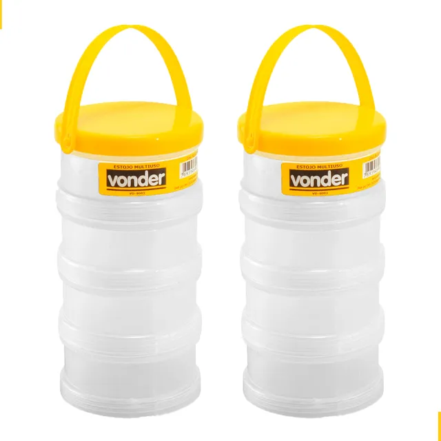Kit 2 Potes Organizador Multiuso C/ 4 Partes Tampa Vonder