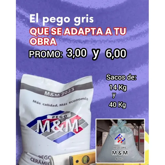 Pego Gris Saco De 40 Y 14 Kilos Economico Despacho Gratis
