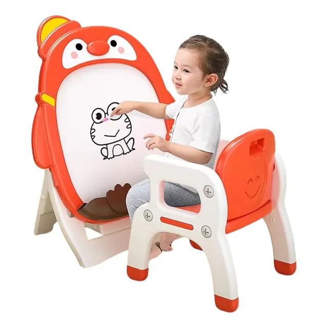 Tablero Acrilico Infantil Caballete Con Silla Para Dibujar