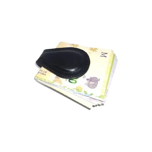 Broche Clips-sujetador De Tarjetas O Billetes - Cuero -negro