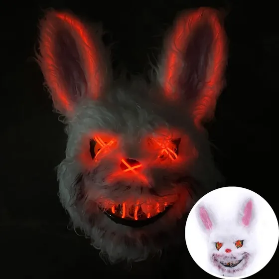 Máscara De Felpa Led De Conejito Sangriento De Halloween