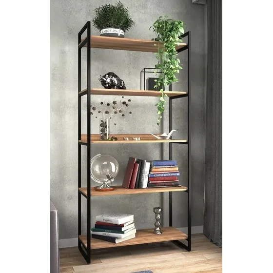 AJB estante armário aparador estilo moderno industrial 5 prat cor marrom