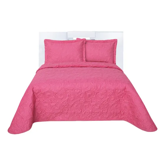 Edredón Ligero Con Fundas Pinsonic Matrimonial Rosa Corazón Diseño De La Tela Liso