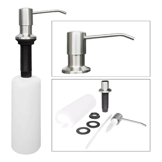 Dispensador Jabón 500ml Pico Acero Cuerpo Abs Cocina