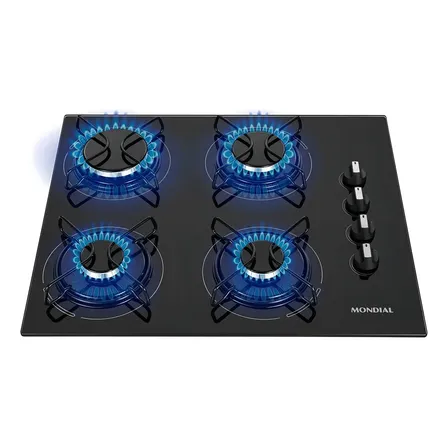 Cooktop A Gás, 4 Bocas, Mondial Bivolt Ctg-01 Preto/inoxidável 127/220v
