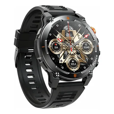Relógio Inteligente Bt Esportes Smartwatch Lanterna Ip68 Cinza-escuro Mesh Preto