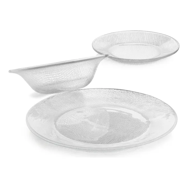 Vajilla Yute Circular Vidrio 4 Personas 12 Pzs Cocina Crisa