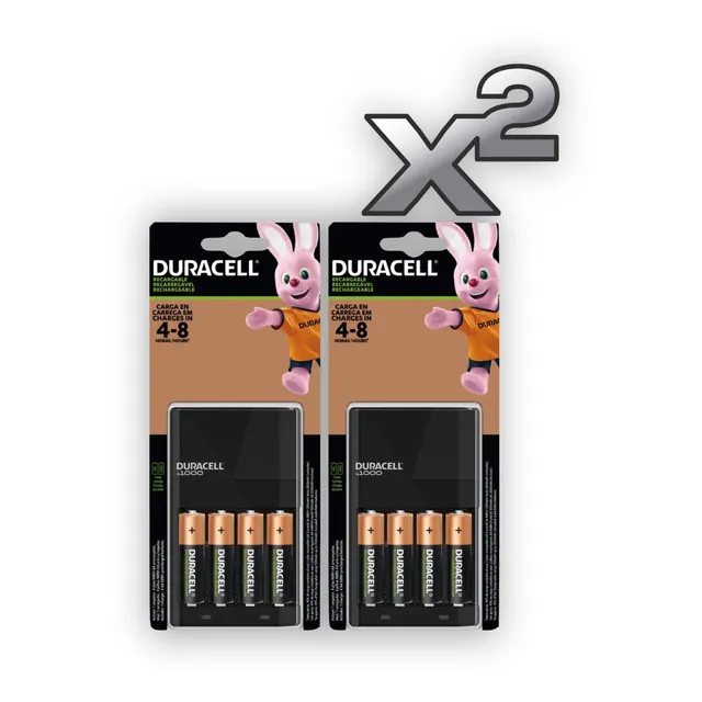 2 Cargadores Duracell C/4 Pilas Recargables Aa De 2500mah Cu