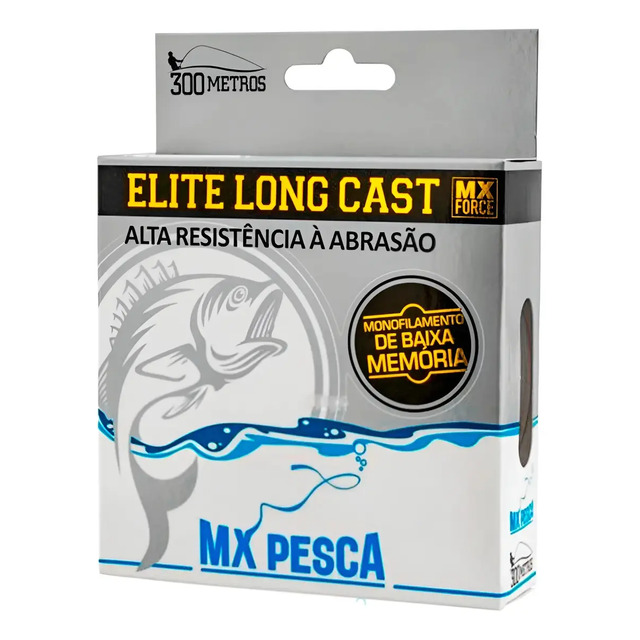 Linha Elite Long Cast Mx Pesca 300m Baixa Memoria Resistente 0.28mm Transparente