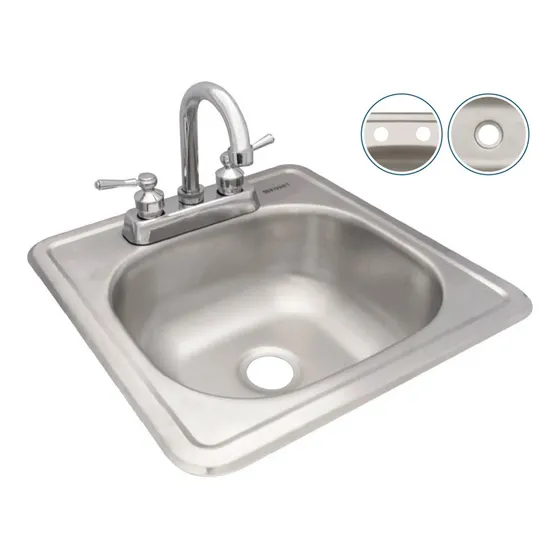 Kit Mezcladora P/lavabo 45513 + Tarja 38x38 Cm 49208