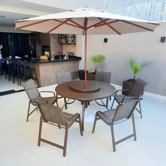 Jogo Conjunto De Mesa Para Área Externa, Piscina, Varanda Estrutura Marrom