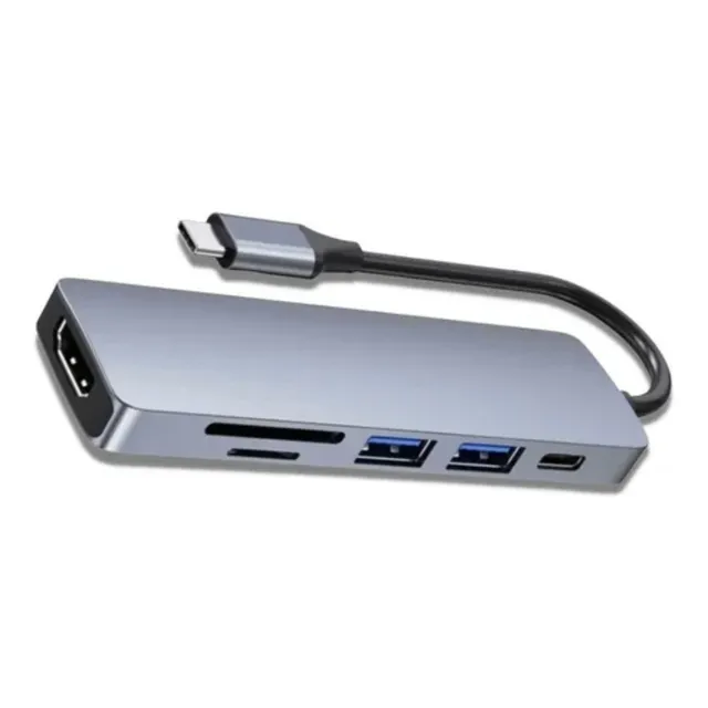 Hub adaptador USB tipo C 6 en 1 con Macbook compatible con HDMI