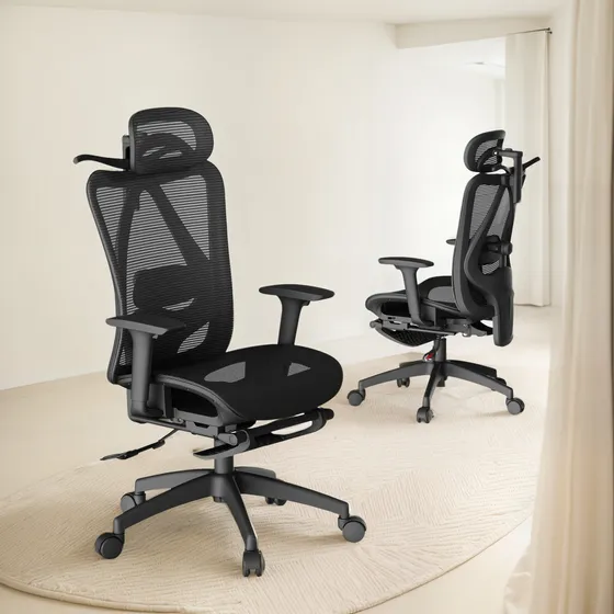 Silla De Escritorio Ergonómica Con Reposapiernas+percha