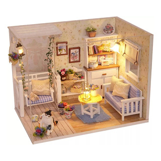 Casita De Muñeca Miniatura Bloque Construcción Gatito Diy Casita De Muñeca Miniatura Bloque Construcción Gatito Diy