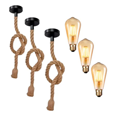 Lampara Techo Colgante 3 Unidades Vintage + Ampolletas St64 E27 Lámparas Colgantes Lampara Colgante Vintage Qatarshop Lampara De Techo Colgante Vintage Mas Ampolletas Lampara Techo Colgante Retro