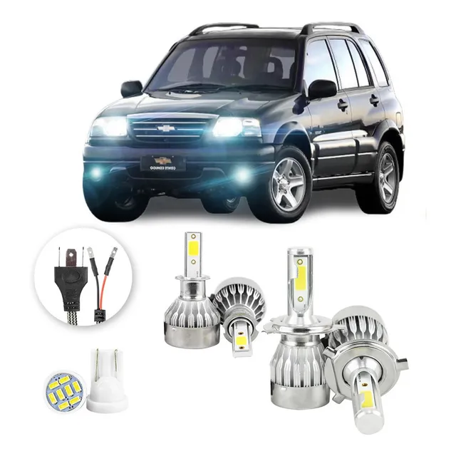 Kit Lampada Led Chevrolet Tracker 2001 2009 H4 H3 20000lm