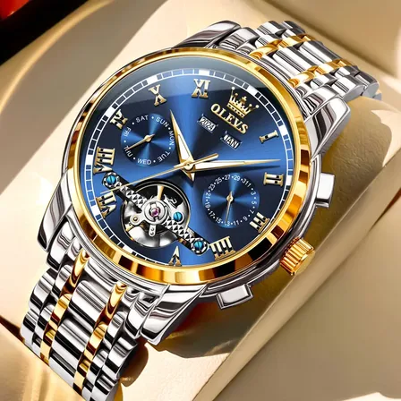 Olevs 6607 Relógio Masculino Mecânico Aço Inoxidável Luxo