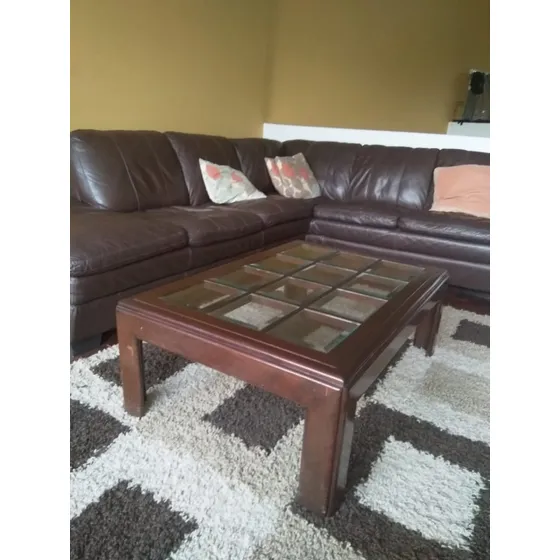 Mesa De Recibo Rectangular De Madera Con Vidrios Biselados