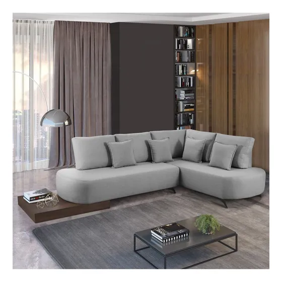 Sofá De Canto 4 Lugares Com Almofadas Decorativas Paris