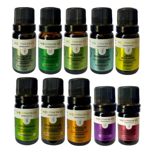 Kit 10 Óleos Essenciais 100% Puro 10 E 5ml - Seja Essencial