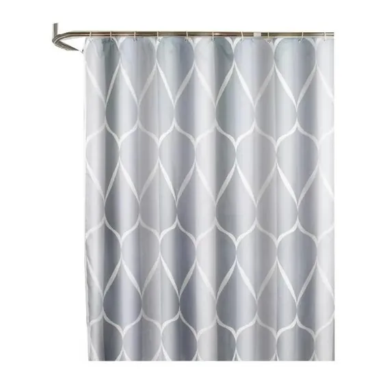 Cortina De Baño Nórdica Tela Impermeable Deco + Ganchos