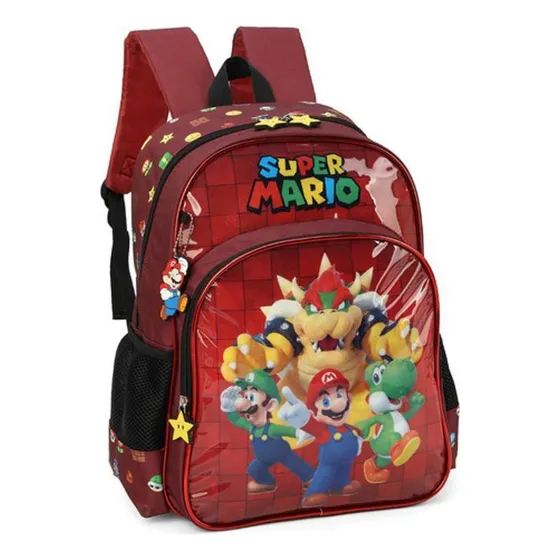 Mochila Escolar Infantil Luxcel Super Mario Vinho - 9441