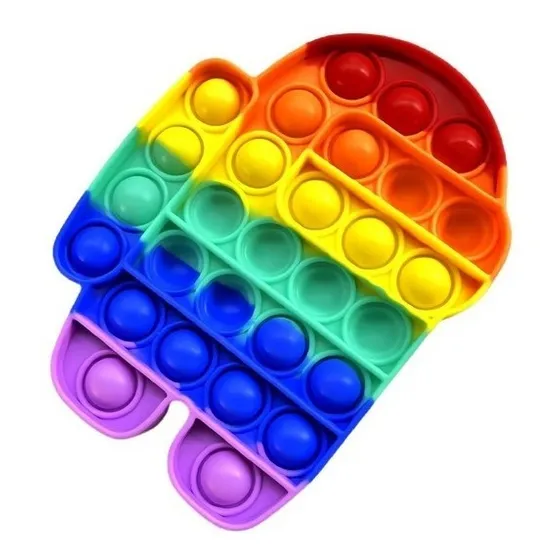 Pop It Brinquedo Fidget Toy Anti Stress Among Us 15x12cm Cor Roxo, Azul, Verde, Amarelo E Vermelho