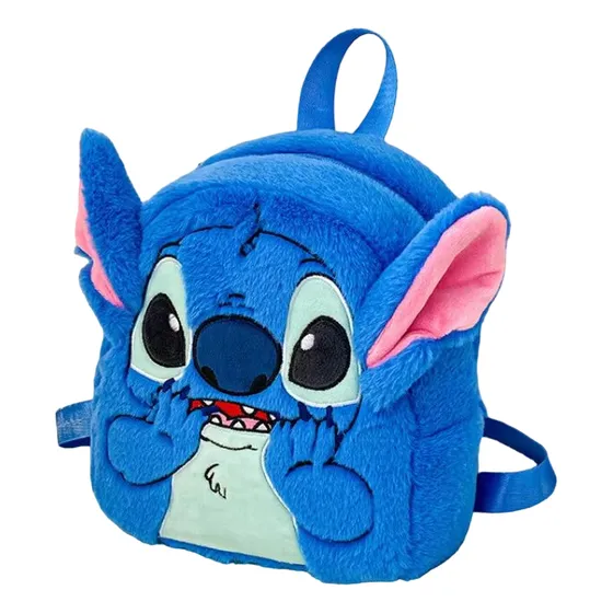 Maleta Bolso Escolar Pequeño Stitch Felpa Para Niños