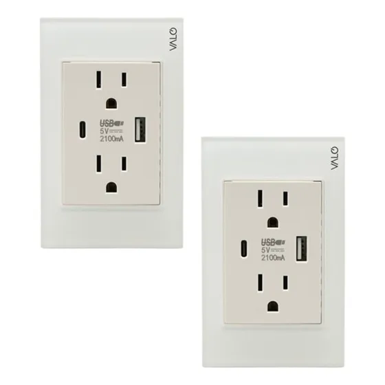 Kit 2 Placa Valo Contacto Duplex Y 1 Usb Y 1 Tipo C Cristal 