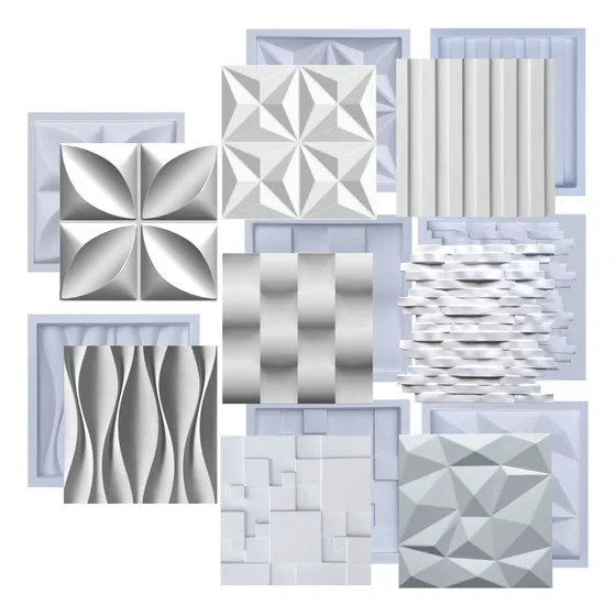 Forma Gesso 3d Cimento Kit C/8 Moldes Em Abs 30x30 Pra Placa
