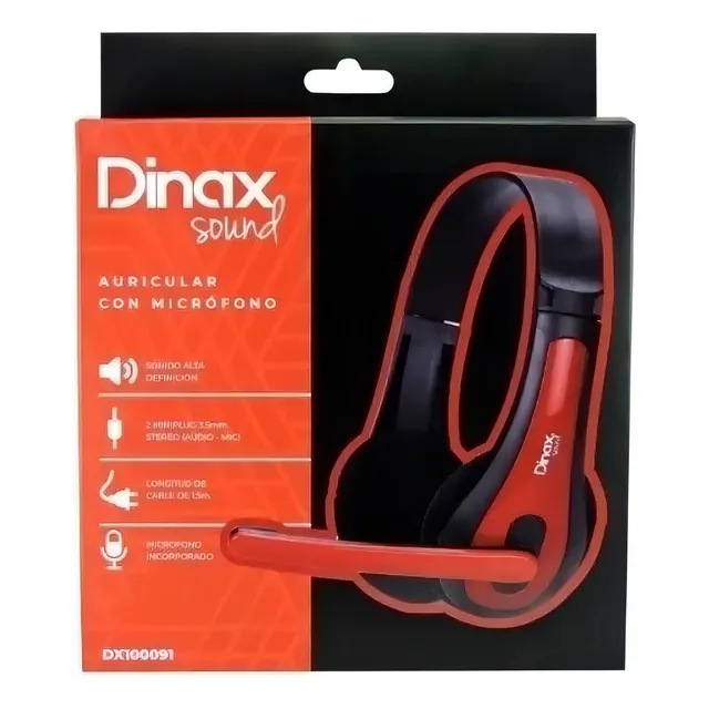 Auricular Dinax Gamer Con Microfono Color Rojo