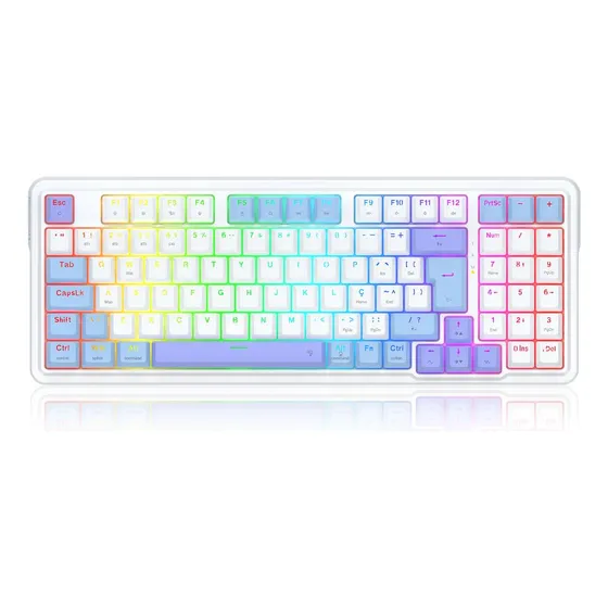 Teclado Redragon Gloria Pro Sem Fio Azul Abnt2 Bumblebee