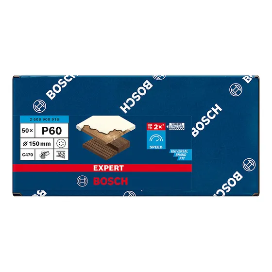 50 Hojas Lija Bosch C470 150mm G60 Cantidad de granos 8