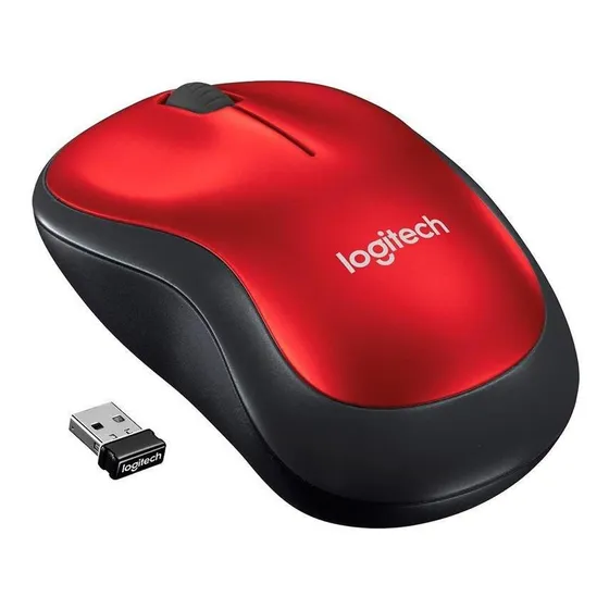 Mouse Sem Fio Logitech Wireless M185 - Vermelho - 910-003635