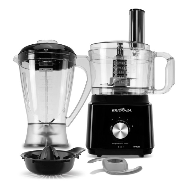 Multiprocessador britânia Bmp900 1000w 3 em 1 inox Preto 127v