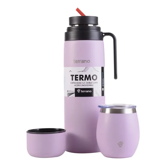 Kit Matero Terrano (mate + Termo C/asa + Bombilla De Regalo)