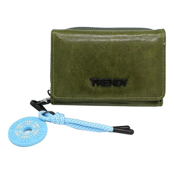 Billetera Trendy C/6 Tarjeteros Y Monedero C/ Llavero Regalo Tdy 28342.3 Verde Liso