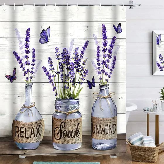Cortina Ducha Color Lavanda Para Baño 72  Ancho X Largo Tela