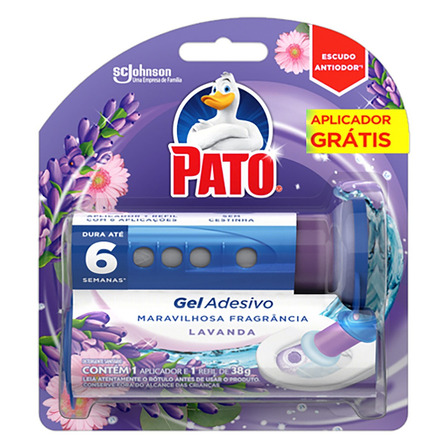 Desodorizador Sanitário Gel Adesivo Aplicador E Refil 6 Discos Lavanda 38g Pato Desodorizador Sanitário Gel Adesivo Aplicador E Refil 6 Discos Lavanda 38g Pato