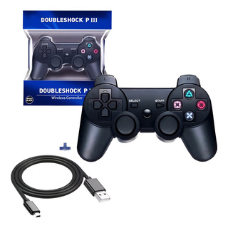 Controle Sem Fio Joystick Para Ps3 + Cabo Carregador Controle Sem Fio Joystick Para Ps3 + Cabo Carregador