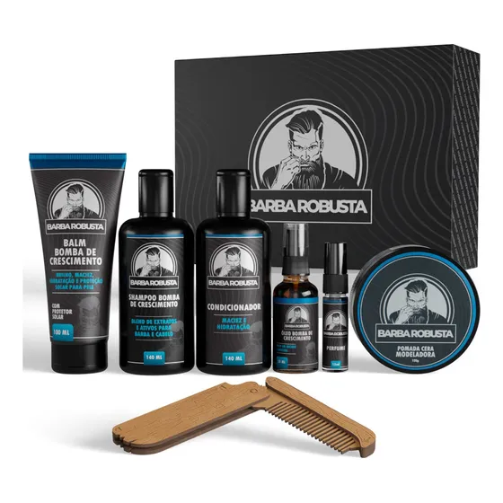 Kit De Barba Shampoo Condicionador Oleo Pomada Perfume Pente