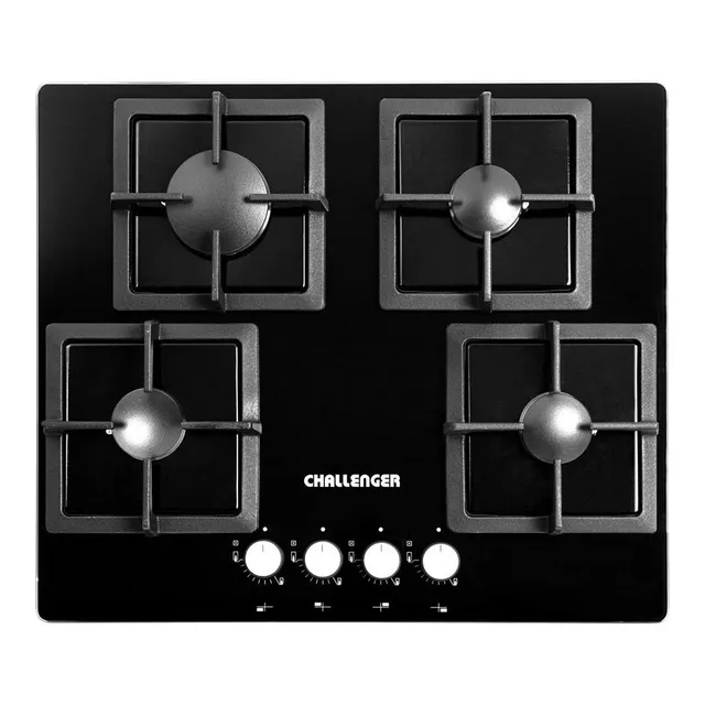 Estufa A Gas 4 Puestos Challenger/ Vidrio Templado Color Negro Tipo de conexión Gas natural
