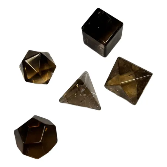 Kit Radiônico Cinco Sólidos Platônicos - Quartzo Fumê
