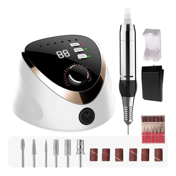Torno Profesional Uñas Pedicura Manicura 35000 Rpm Pedal 65w Blanco