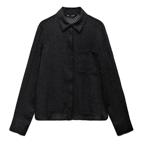 Zara Blusa Negra Con Botones Talla S
