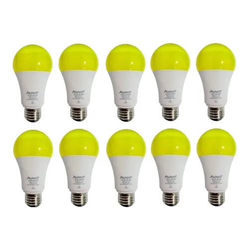 Kit 10 Lâmpadas Led Pera Anti-inseto 12w 127/220V 3200k 1200lm Cor da luz Branco-quente 127/220V