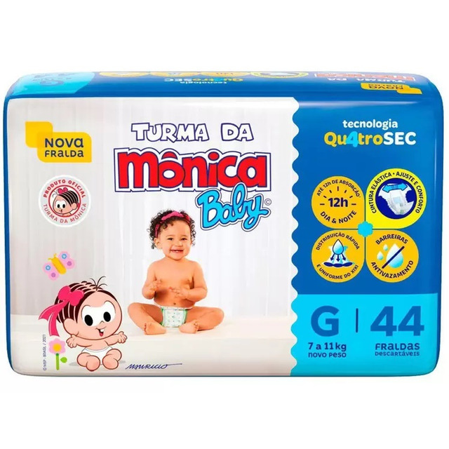 Fralda Mega Tamanho Grande Sem Gênero (g) 44 Unidades Turma Da Mônica Fralda Mega Tamanho Grande Sem Gênero (g) 44 Unidades Turma Da Mônica